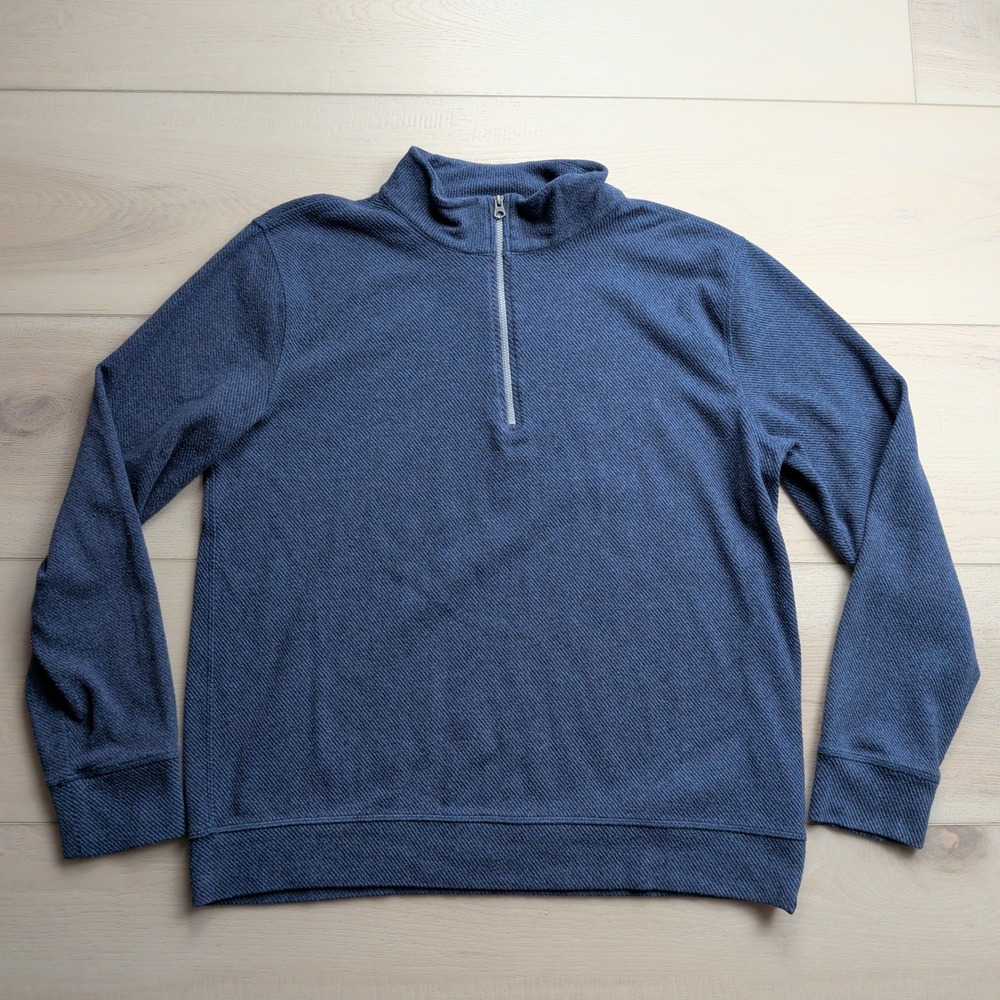 Faherty Legend Sweater Quarter Zip‎ Mens Large Riviera Blue MKC0100-RVB